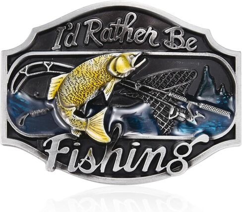 LYTOPTOP Western Belt Buckles for Men Women│I'd Rather Be Fishing Belt Buckle Christmas Halloween Belt Buckle Gift in Kuwait