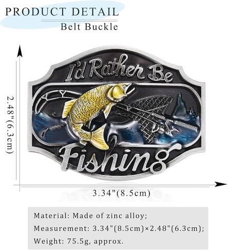 LYTOPTOP Western Belt Buckles for Men Women│I'd Rather Be Fishing Belt Buckle Christmas Halloween Belt Buckle Gift in Kuwait