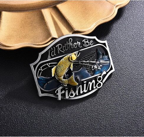 LYTOPTOP Western Belt Buckles for Men Women│I'd Rather Be Fishing Belt Buckle Christmas Halloween Belt Buckle Gift in Kuwait
