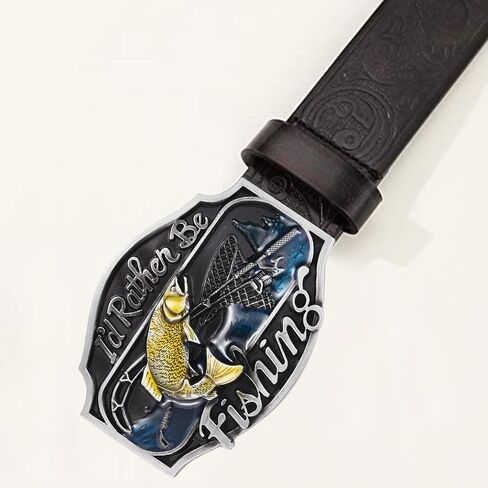 LYTOPTOP Western Belt Buckles for Men Women│I'd Rather Be Fishing Belt Buckle Christmas Halloween Belt Buckle Gift in Kuwait