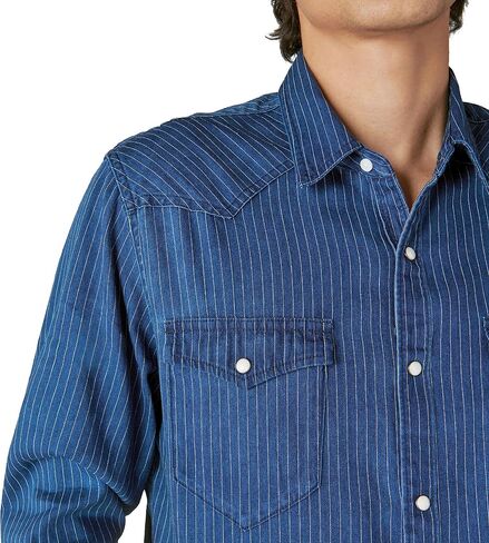 Lucky Brand Men's Railroad Stripe Western Long Sleeve Shirt in Saudi Arabia