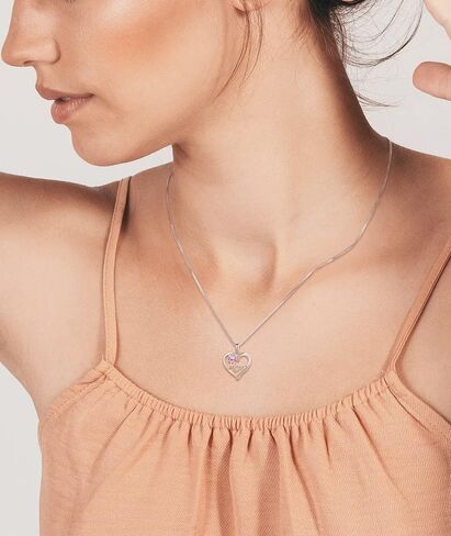 YL Mother's Day Gift Heart Necklace for Mom 925 Sterling Silver Love Heart Pendant Birthstones Jewelry for Women in Saudi Arabia