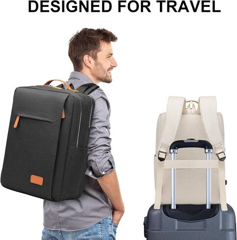 حقيبة ظهر كبيرة للكمبيوتر المحمول للسفر من Lcpadri - حقيبة ظهر لحمل أعمال الطيران - حقيبة نهارية كاجوال مضادة للماء للكمبيوتر مع منفذ USB in Kuwait