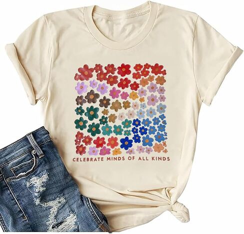 Binlanhanat التوعية بالتوحد التي شيرت المرأة التنوع العصبي قمصان التوحد دعم قميص التعليم الخاص ملهمة المحملة in Kuwait