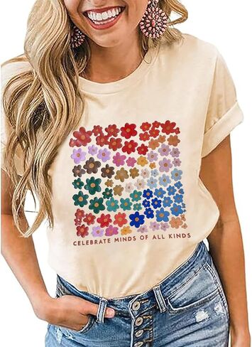 Binlanhanat التوعية بالتوحد التي شيرت المرأة التنوع العصبي قمصان التوحد دعم قميص التعليم الخاص ملهمة المحملة in Kuwait