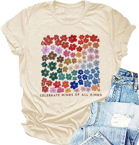 Binlanhanat التوعية بالتوحد التي شيرت المرأة التنوع العصبي قمصان التوحد دعم قميص التعليم الخاص ملهمة المحملة in Kuwait