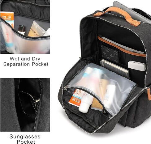 حقيبة ظهر كبيرة للكمبيوتر المحمول للسفر من Lcpadri - حقيبة ظهر لحمل أعمال الطيران - حقيبة نهارية كاجوال مضادة للماء للكمبيوتر مع منفذ USB in Kuwait