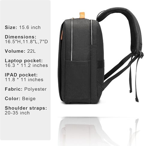 حقيبة ظهر كبيرة للكمبيوتر المحمول للسفر من Lcpadri - حقيبة ظهر لحمل أعمال الطيران - حقيبة نهارية كاجوال مضادة للماء للكمبيوتر مع منفذ USB in Kuwait