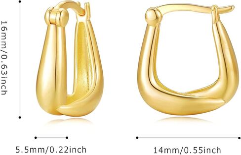 PHNIBIRD Gold Hoop Earrings for Women with 925 Sterling Silver Ear Pins Exquisite Earrings Hoop for Daily Use Gift Hoop Earrings for Women Girls in Kuwait