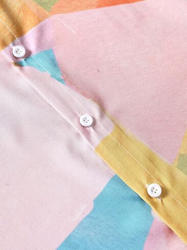 GORGLITTER Men's Geometric Color Block Summer Shirt Button Down Short Sleeve Regular Fit Shirt in Saudi Arabia