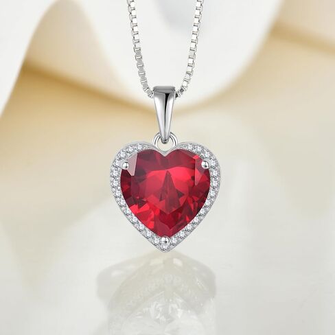 Love Heart Halo Diamond Necklaces with 18K White Gold Plated Sterling Silver Necklace Simple Heart Pendant Birthstone Gifts for Women in Saudi Arabia