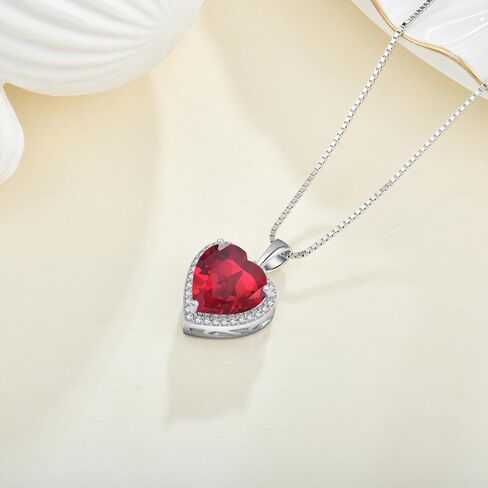 Love Heart Halo Diamond Necklaces with 18K White Gold Plated Sterling Silver Necklace Simple Heart Pendant Birthstone Gifts for Women in Saudi Arabia