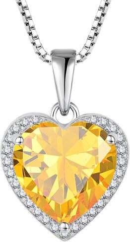 Love Heart Halo Diamond Necklaces with 18K White Gold Plated Sterling Silver Necklace Simple Heart Pendant Birthstone Gifts for Women in Saudi Arabia