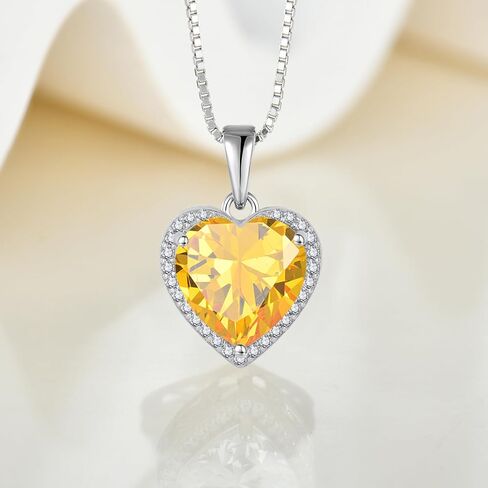 Love Heart Halo Diamond Necklaces with 18K White Gold Plated Sterling Silver Necklace Simple Heart Pendant Birthstone Gifts for Women in Saudi Arabia