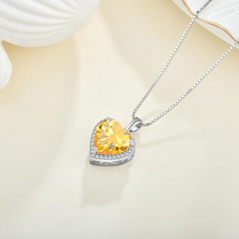 Love Heart Halo Diamond Necklaces with 18K White Gold Plated Sterling Silver Necklace Simple Heart Pendant Birthstone Gifts for Women in Saudi Arabia