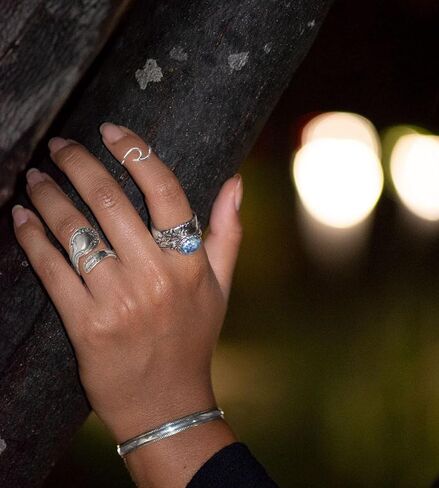 IVY & BAUBLE Oxidized Sterling Silver Spoon Ring for Women | One Size Adjustable Wrap Ring | Jewelry Gifts Made in USA in Kuwait