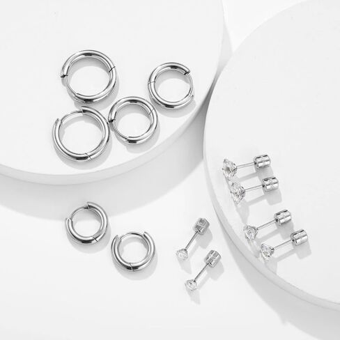 أقراط هاجي من الفولاذ المقاوم للصدأ من التيتانيوم للنساء، مجموعة من أقراط الزركونيا المكعبة الصغيرة المطلية بالذهب، مجموعة لا تسبب الحساسية للأذنين الحساسة، فص الغضروف الحلزوني in Saudi Arabia