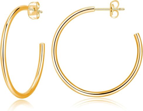 14K الذهب هوب الأقراط للنساء الفضة هيبوالرجينيك 30mm الأطواق المفتوحة التيتانيوم الأقراط للآذان الحساسة رقيقة هوب الأقراط خفيفة الوزن النيكل الحرة in Kuwait