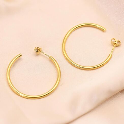 14K الذهب هوب الأقراط للنساء الفضة هيبوالرجينيك 30mm الأطواق المفتوحة التيتانيوم الأقراط للآذان الحساسة رقيقة هوب الأقراط خفيفة الوزن النيكل الحرة in Kuwait