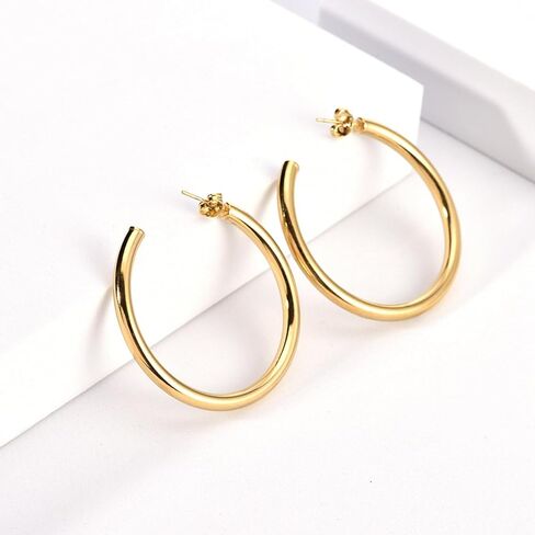 14K الذهب هوب الأقراط للنساء الفضة هيبوالرجينيك 30mm الأطواق المفتوحة التيتانيوم الأقراط للآذان الحساسة رقيقة هوب الأقراط خفيفة الوزن النيكل الحرة in Kuwait