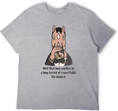 BoJack Horseman مؤسف خيارات الحياة الرجال الأساسية تي شيرتات قصيرة الاكمام القطن للجنسين موضة تي شيرت غير رسمي in Saudi Arabia