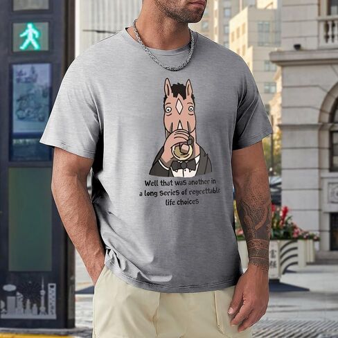 BoJack Horseman مؤسف خيارات الحياة الرجال الأساسية تي شيرتات قصيرة الاكمام القطن للجنسين موضة تي شيرت غير رسمي in Saudi Arabia