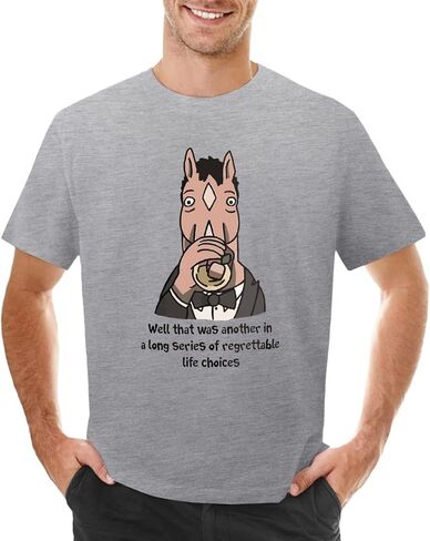 BoJack Horseman مؤسف خيارات الحياة الرجال الأساسية تي شيرتات قصيرة الاكمام القطن للجنسين موضة تي شيرت غير رسمي in Saudi Arabia