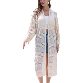 Lightweight Summer Crochet Cardigan for Women Short Sleeve Outwear Beach Casual Cover Up Open Front Knitted Cardigan