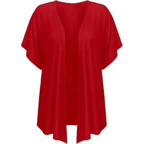 Women's Lightweght Dolman Short Sleeve Open Comfy Front Drape Cardigan
