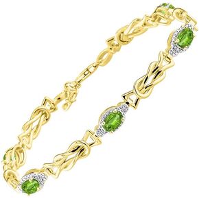 أساور Rylos للنساء من الذهب الأصفر المطلي بالفضة وعقدة الحب سوار تنس من الأحجار الكريمة والألماس الأصلي قابل للتعديل ليناسب معصم 7 بوصة - 8 بوصة، 5 مجوهرات رائعة مقاس 6 × 4 مم للنساء أساور الصداقة in Kuwait