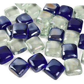 Flat Marbles Glass Beads Square Mixed Color for Vase Fillers Mixed Colour Stone for Succulent Garden Decoration Craft Project Fish Tank Bottom Decoration 1LB