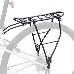 Bike Rear Rack Lightweight Alloy Aluminium 55LB Load Bearing Capacity Luggage Carrier for Mountain Bike Road Bike, Height Adjustable Bike Cargo Rack for 24"-28" Bike, Black