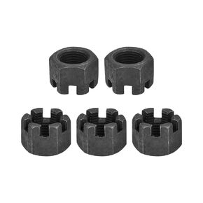 صواميل سداسية مشقوقة M14x1.5mm(DxP) - 5 عبوات - جيدة لإصلاح الآلات - صواميل سداسية سوداء من الفولاذ الكربوني - أسود