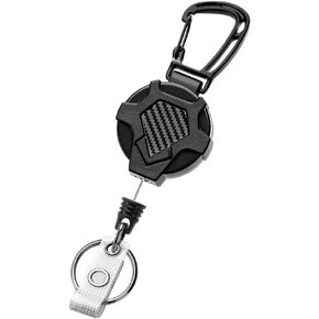 Durable Pull Retractable Keychain Lanyard,Heavy Duty ID Badge Holder With Carabiner,Strong Badge Reels Retractable Key Ring Card Holder 31.5" Stainless Steel