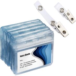 50 Sets Clear Plastic Horizontal Name Tag Badge ID Card Holders with Metal Clips & PVC Straps - Durable and Versatile for Events, Conferences, and Workplaces (Aimt1526)