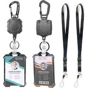 Badge Holder Retractable Clip Heavy Duty Badge Reel Retractable Keychain ID Badge Holder with Breakaway Lanyard ID Card Holder Cool Tactical Keychains