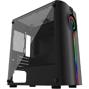 Gaming PC ATX case, matx case,itx case,Special Optical Illusion ARGB Front Panel, Tempered Glass Side. USB3.0, Support M-ATX,ITX Motherboard. Fan Not Included. in Kuwait