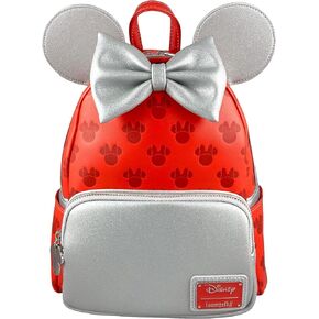 Loungefly Disney Minnie Mouse Red and Silver Womens Double Strap Shoulder Bag Purse