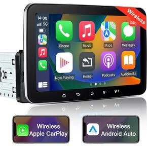 Wireless CarPlay Single Din Car Radio Android Auto, 7 Inch Touchscreen Car Stereo with Bluetooth, Wireless Car Play Screen, GPS Navigation WiFi FM Car Multimedia Player 1 Din Head Unit