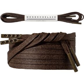 Flat Premium-Waxed Cotton Shoelaces 7/50" with Metal Tips for Oxford Dress Shoes