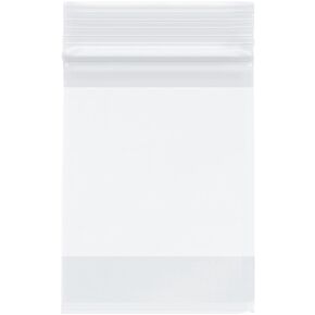 Plymor 3" x 4" (Case of 1,000), 2 Mil with White-Block Zipper Reclosable Plastic Bags