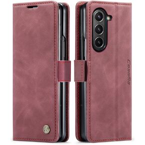 Kowauri for Samsung Galaxy Z Fold 5 Case,Classic Design Leather Wallet Magnetic Closure Flip Case with Kickstand Card Holder Slot Shockproof Protective Cover for Samsung Galaxy Z Fold 5 5G (Black)