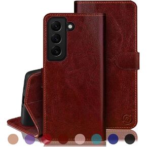 for Samsung Galaxy S22 5G Phone case,[RFID Blocking Leather] Flip Folio Book Shockproof Protector,Holder Stand Cases for Samsung S22,Women Men for S22 Wallet Cover,Blue Green