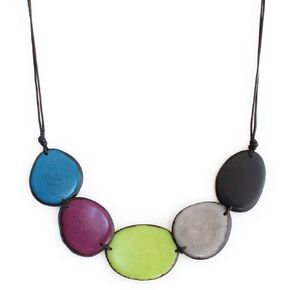Tagua Nut Necklace Multicolor Chips Handmade Fair Trade Adjustable, Lightweight by Florama Natural Jewelry