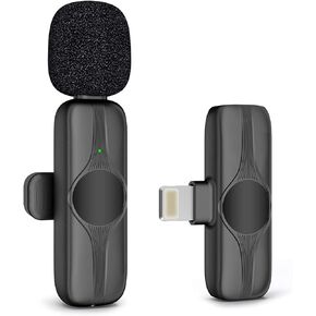 Wireless Microphone for iPhone Video, Dual Clip-On Lavalier Mics, Rechargeable, Noise Reduction (Set-A)