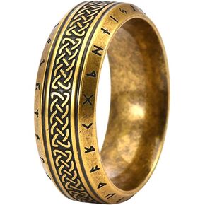 Nanafast Viking Ring for Men, Celtic Knot Rings for Men Women, Stainless Steel Celtic Ring, Retro Norse Runes Band Ring Jewelry for Men Women