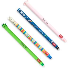Legami - مجموعة من 4 أقلام جل قابلة للإلغاء، Temi Dino، Piggy، Space، Llama، Sfera Sull'Estremità for Rimuovere l'Inchiostro - Inchiostro Nero، Blu، Verde، Rosa، Termosensibile، Diametro Punta 0,7 مم in Kuwait
