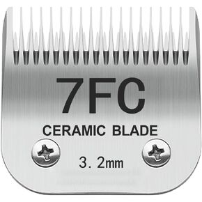 7FC Pet Dog Grooming Detachable Blades, Compatible with Andis Size-7FC Cut Length 1/8"(3.2mm), Most A5, KM Series Clippers,Made of Ceramic Blade & Stainless Steel Blade(Silver)