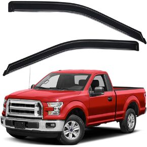 Lightronic WV92971 Outside-Mount Side Window Deflectors & Visors Vent Rain Guards, Dark Smoke, 2-Pieces Set, Fits 2015-2024 Ford F-150, 2017-2024 Ford F-250/F-350/F-450 Super Duty, Regular Cab