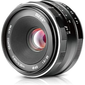 Meike MK 25mm F1.8 Large Aperture Wide Angle Lens Manual Focus Lens Compatible with Canon EOS-M Mount Mirrorless Cameras